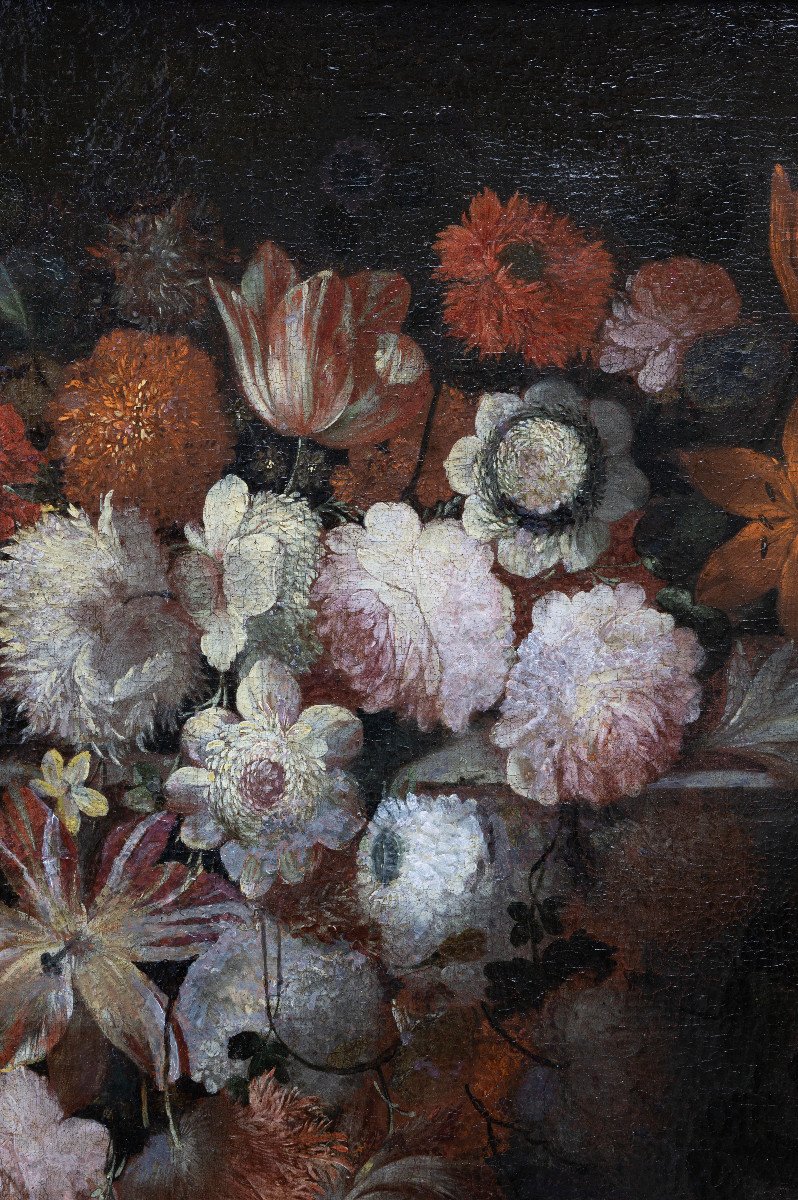 Netherlands – Large Bouquet With Lilies And Tulips – Oil On Canvas – 17th Century-photo-1