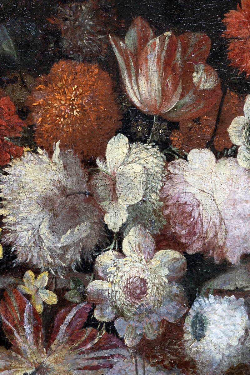 Netherlands – Large Bouquet With Lilies And Tulips – Oil On Canvas – 17th Century-photo-2