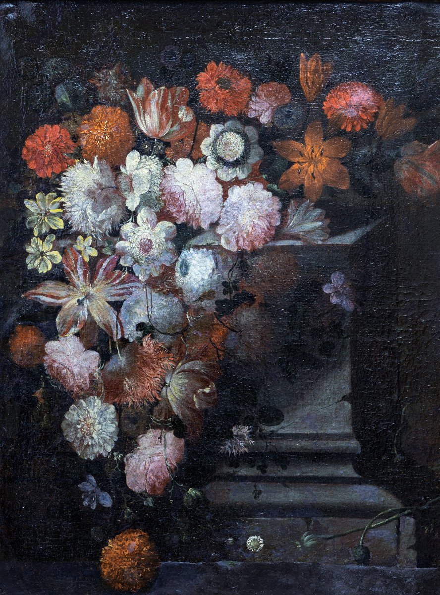 Netherlands – Large Bouquet With Lilies And Tulips – Oil On Canvas – 17th Century