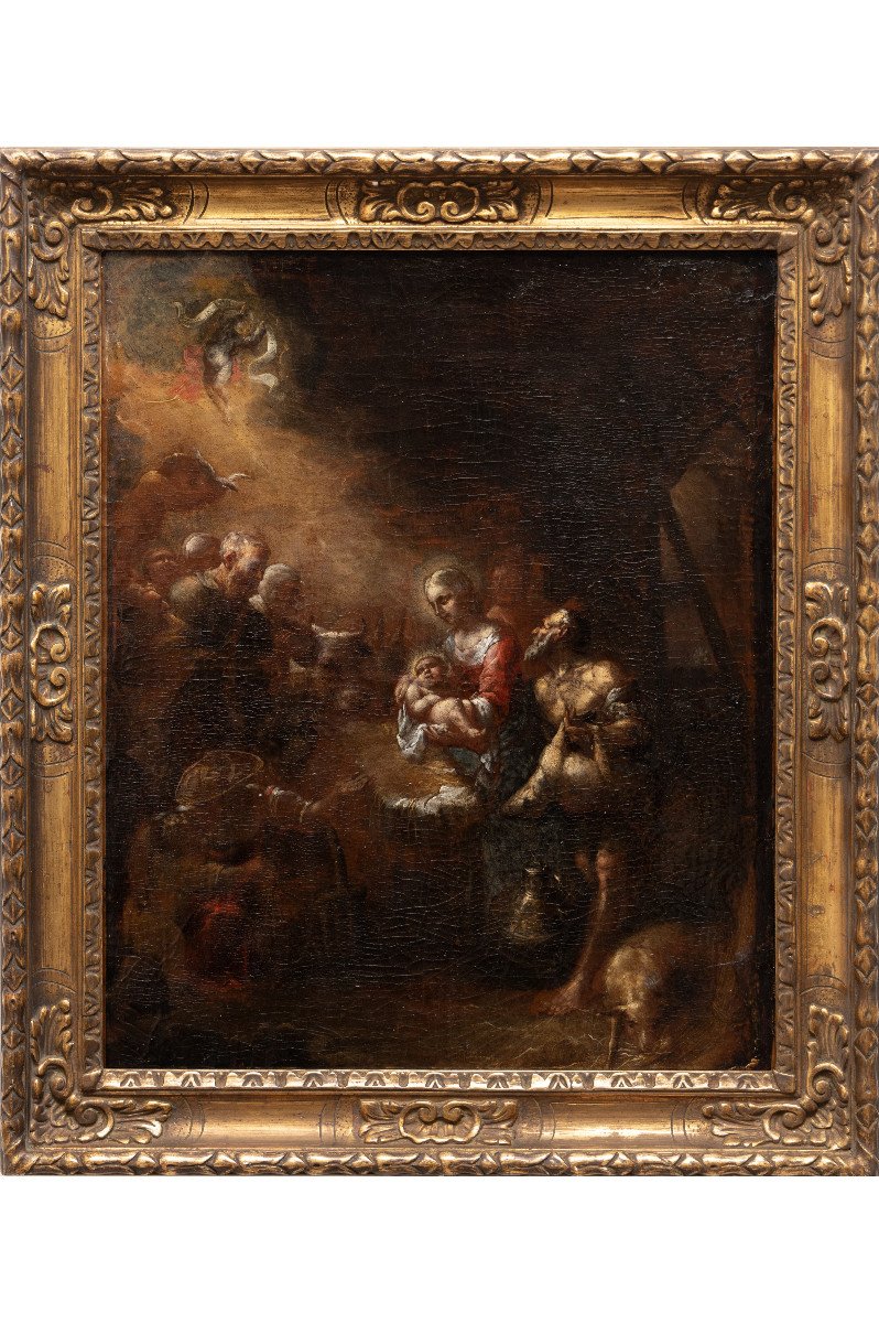 French School – Nativity – Oil On Canvas – 17th Century.  -photo-2