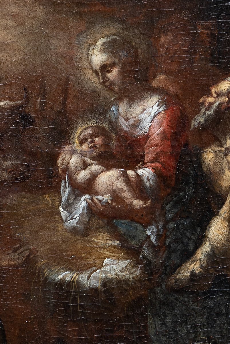 French School – Nativity – Oil On Canvas – 17th Century.  -photo-3