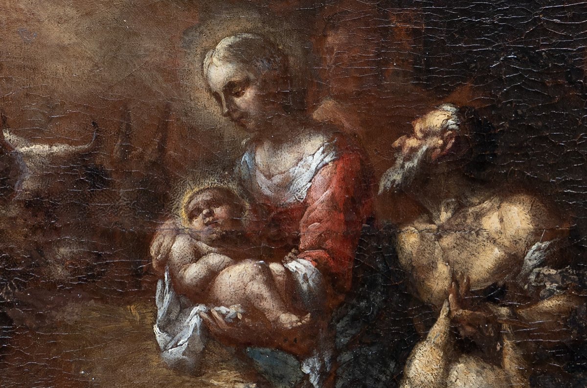 French School – Nativity – Oil On Canvas – 17th Century.  -photo-1