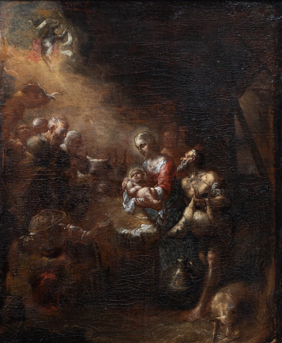 French School – Nativity – Oil On Canvas – 17th Century.  