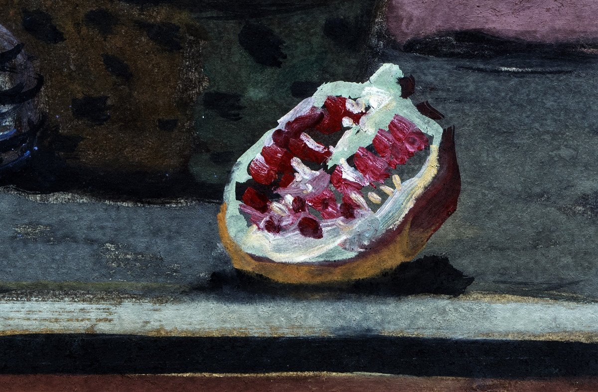 Italy - Casadei Maceo (1899 – 1992) – Still Life With Pomegranate – Gouache - Signed-photo-2