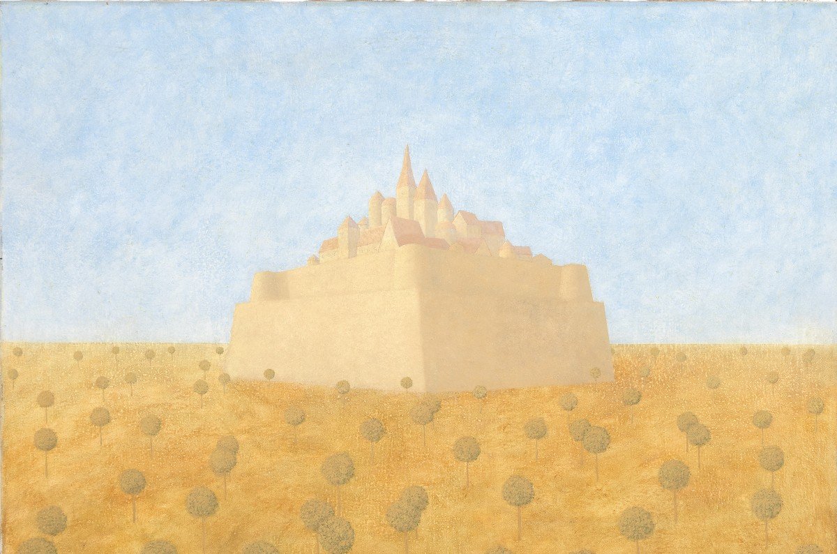 Kasprzyk Mikolaj « Le Château » - Huile Sur Toile– Signé Et Daté-photo-1