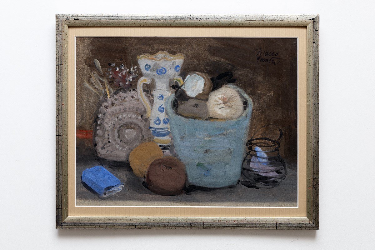 Casadei Maceo (1899 – 1992) – Nature Morte Au Pichet De Faïence – Gouache - Signé-photo-5