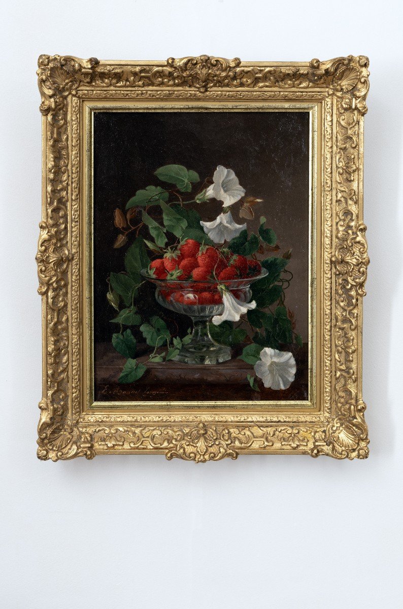 Monnet-laverpiliere Estelle – Still Life With Strawberries – Oil On Canvas – Signed -photo-6