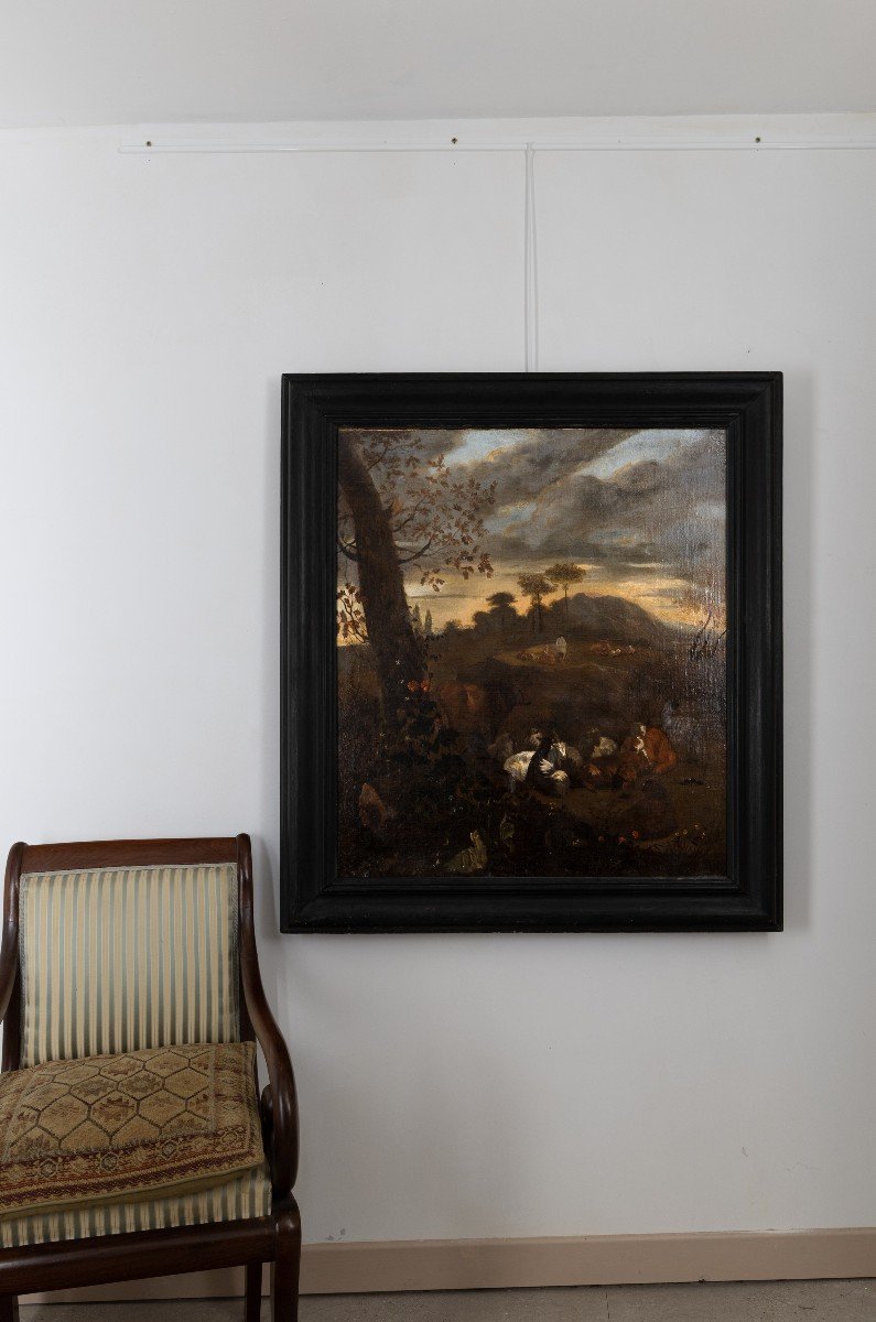 Berchem Nicolaes, Circle De – Scène Pastorale Avec Troupeau – Huile Sur Toile – XVIIe S.-photo-4