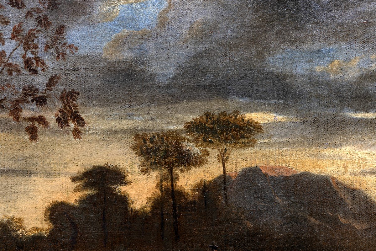 Berchem Nicolaes, Circle De – Scène Pastorale Avec Troupeau – Huile Sur Toile – XVIIe S.-photo-4