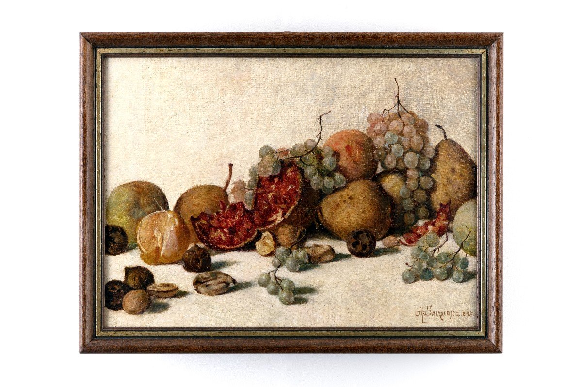 A.	Sanquirico – Nature Morte Aux Fruits Et à La Grenade – Signé Et Daté 1895-photo-4