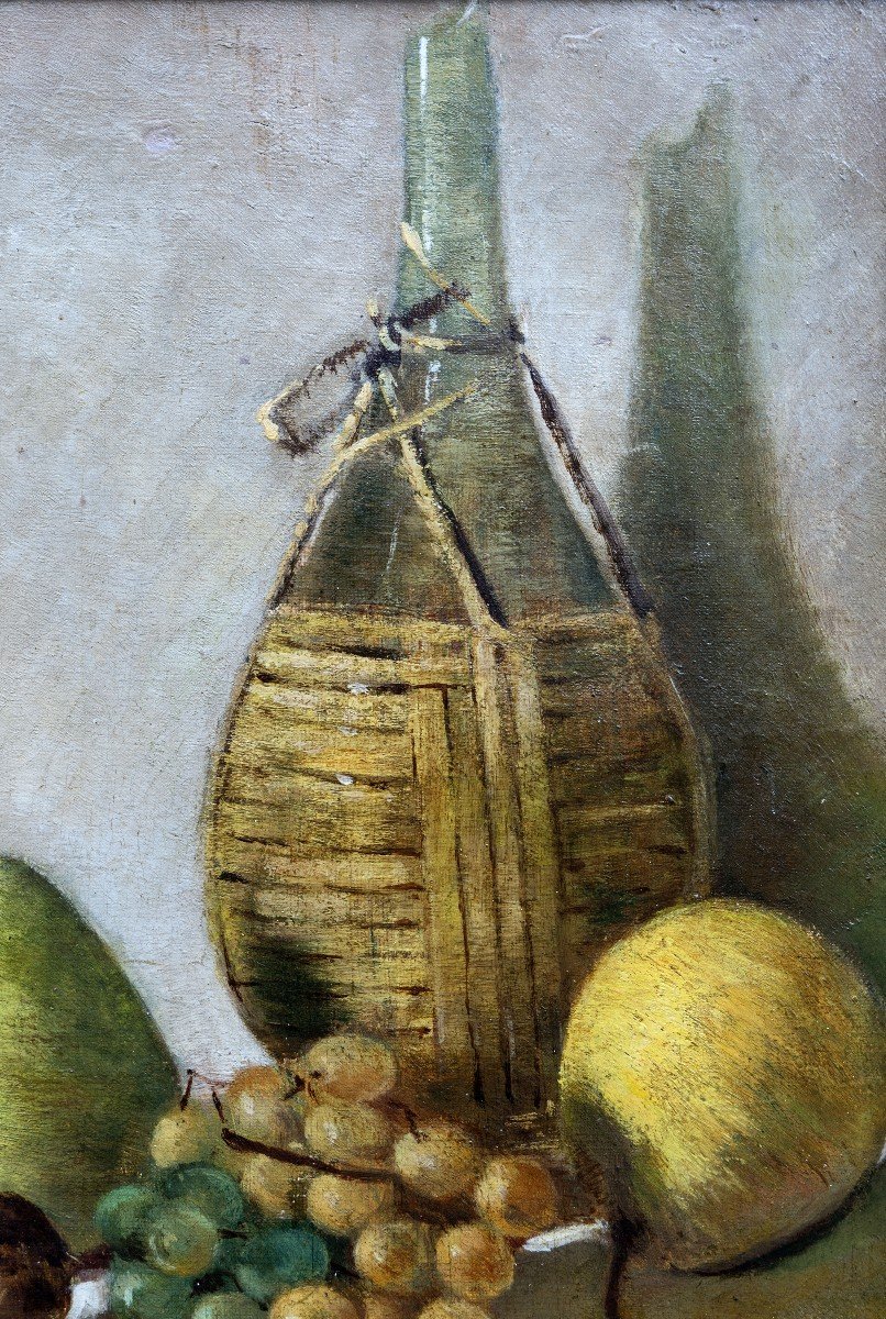 A.	Sanquirico – Nature Morte Aux Fruits Et à La Bouteille Paillée– Signé Et Daté 1893-photo-1