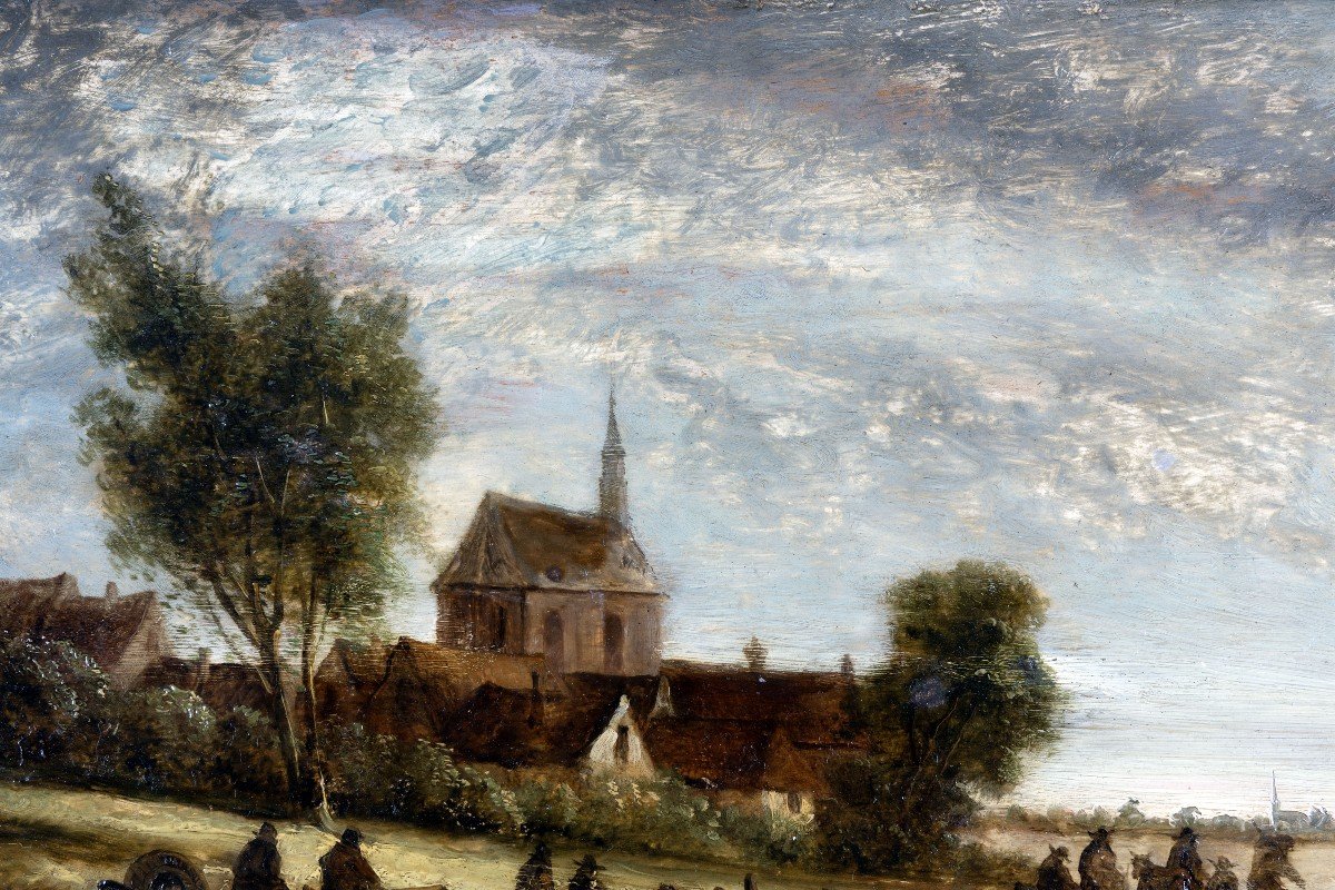 Van Goyen Suiveur De -  Barques Sur La Rivière – Huile Sur Panneau-photo-1