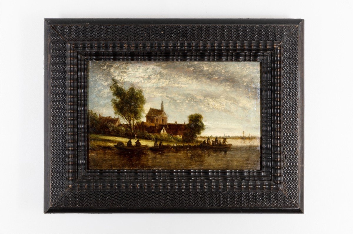 Van Goyen Suiveur De -  Barques Sur La Rivière – Huile Sur Panneau-photo-4