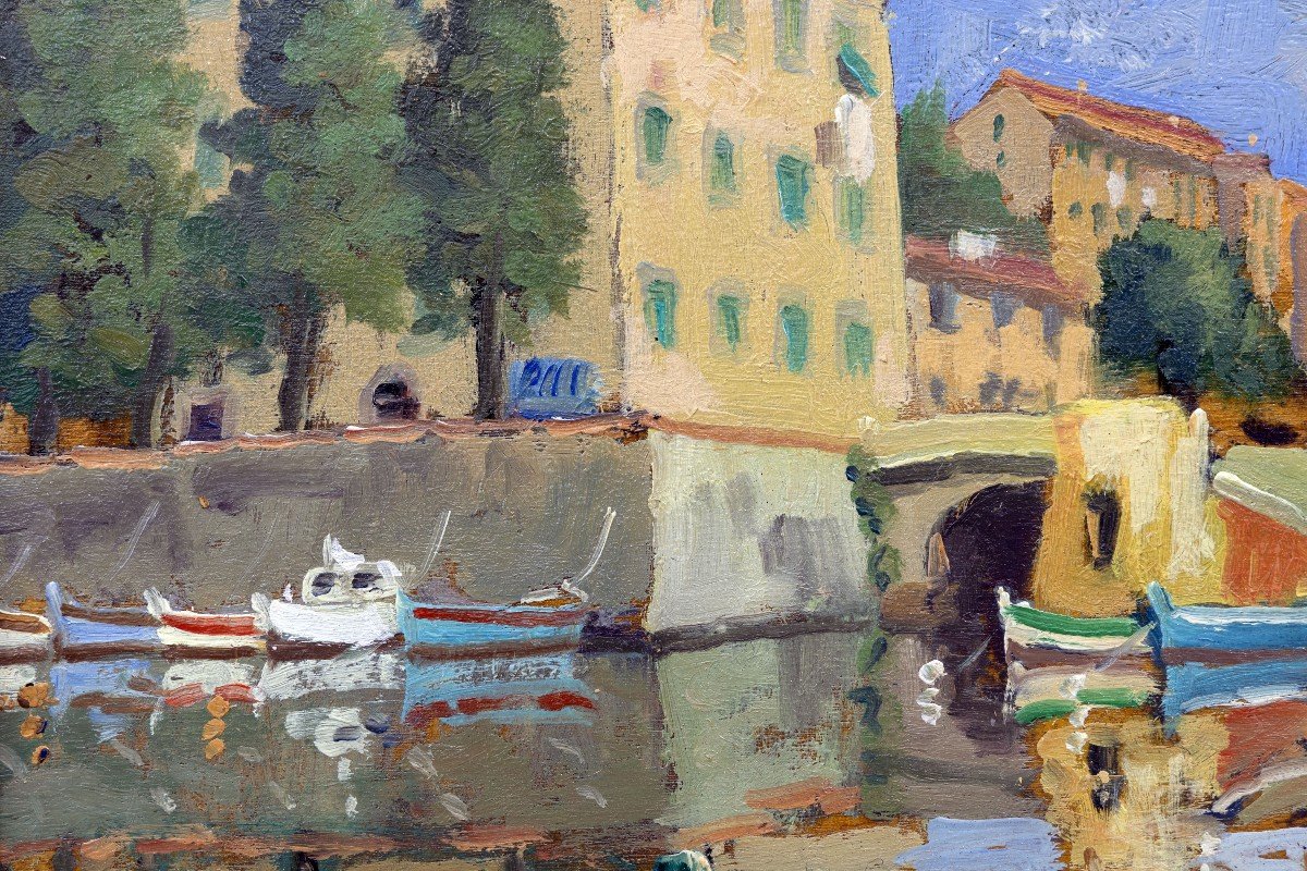 Giancarlo Landi – Le Port De Livourne (italie) – Huile Sur Panneau - Signé-photo-3