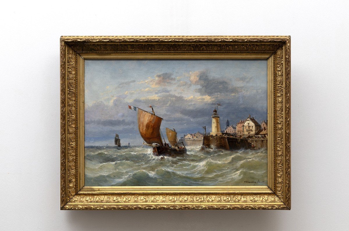 Marine - Charles Kuwasseg – View Of Fécamp – Oil On Canvas – Signed And Dated 1866-photo-7