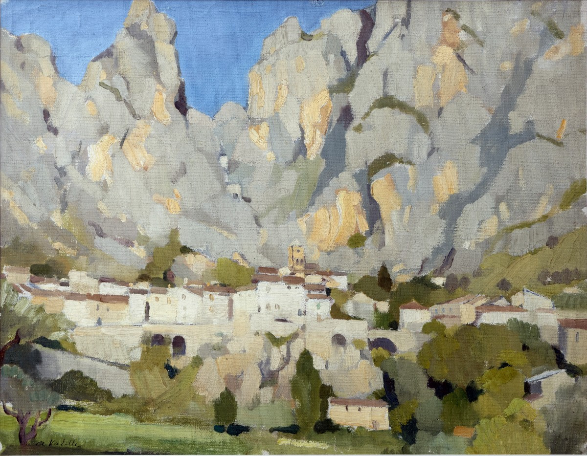 Valette Adolphe – Vue De Moustiers-sainte-marie – Huile Sur Toile - Signé