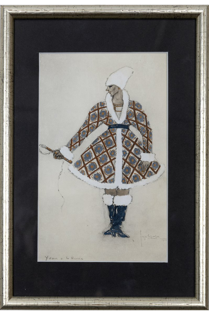 Lepape Georges – Yvan Le Russe, Study For Theater Costume - Signed And Dated-photo-2