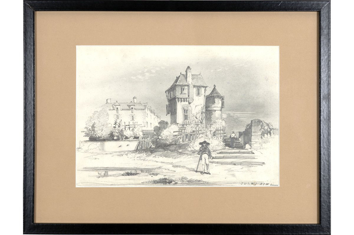 Noël Jules – Breton Devant Un Manoir – Mine De Plomb – Circa 1847 - Signé-photo-2