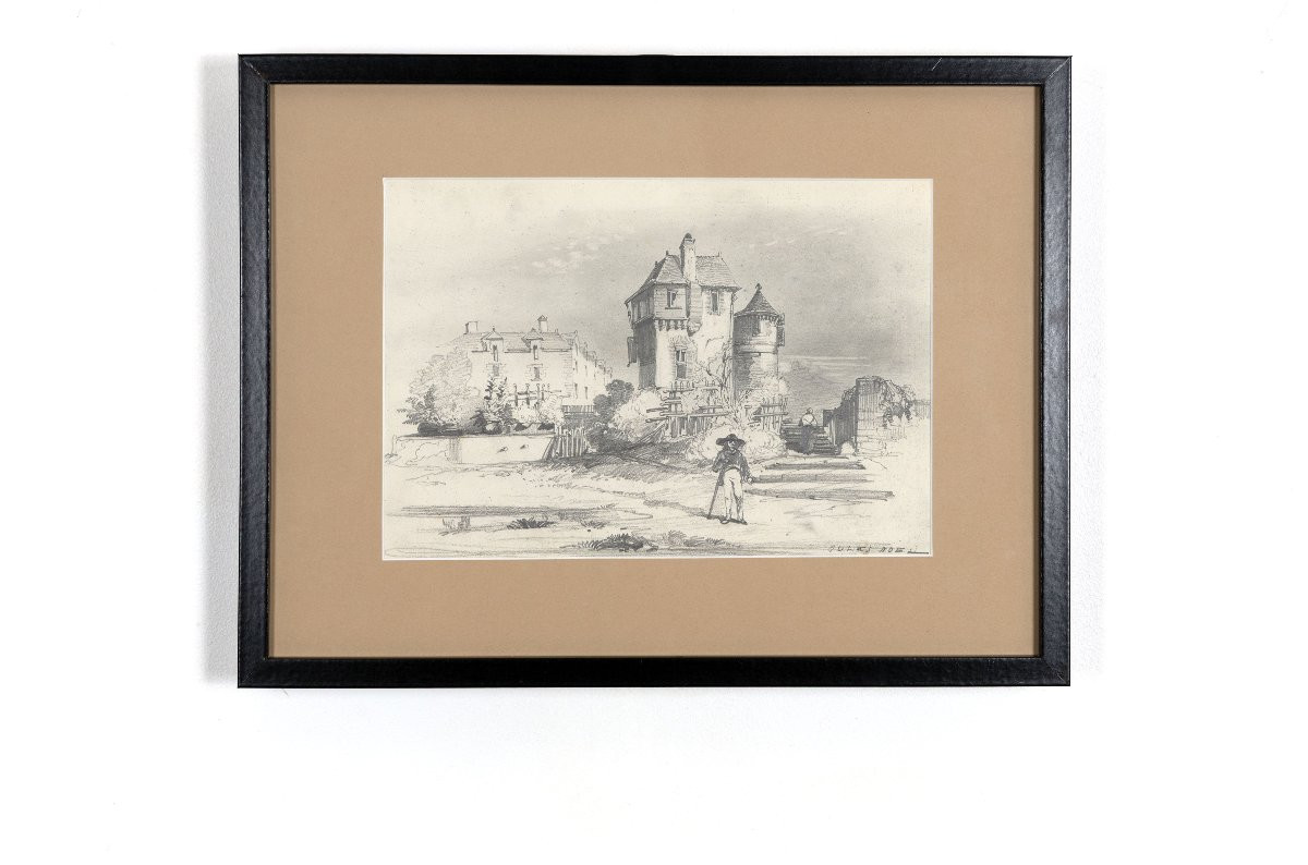 Noël Jules – Breton Devant Un Manoir – Mine De Plomb – Circa 1847 - Signé-photo-4