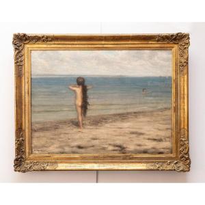 Brittany - Young Boy Contemplating The Sea – Signed A Harrison – Early 20th Century