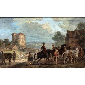 Verdussen Jan Peeter – 18th Century – Hunting Departure – Oil On Canvas – Signed