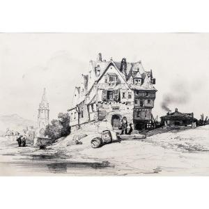 Noel Jules – House By The Water – Lead Pencil Drawing – Circa 1848