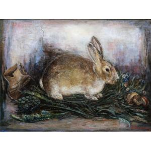 Still Life - Sterling Marc - The Rabbit - Oil On Canvas - Circa 1930 - Signed