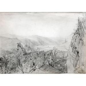 Chapuy Nicolas – Germany: View Of The Rhine From Klopp Castle – Signed – Circa 1840