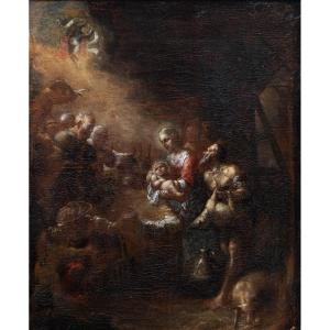 French School – Nativity – Oil On Canvas – 17th Century.  