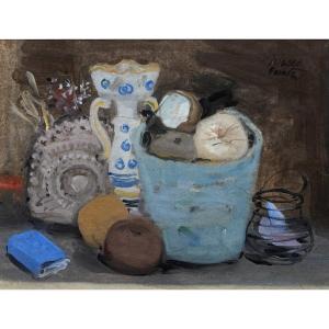 Casadei Maceo (1899 – 1992) – Nature Morte Au Pichet De Faïence – Gouache - Signé