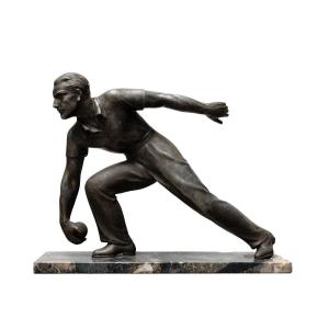 Lyonnaise Ball Player – Spelter Sculpture On Marble Base – Circa 1930