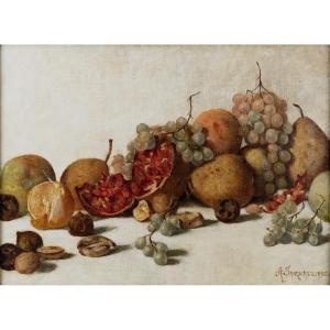 A. Sanquirico – Still Life With Fruits And Pomegranate – Signed And Dated 1895