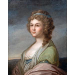 Femme à L’étole Verte – Huile Sur Toile – 1er Empire