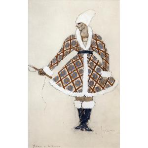 Lepape Georges – Yvan Le Russe, Study For Theater Costume - Signed And Dated