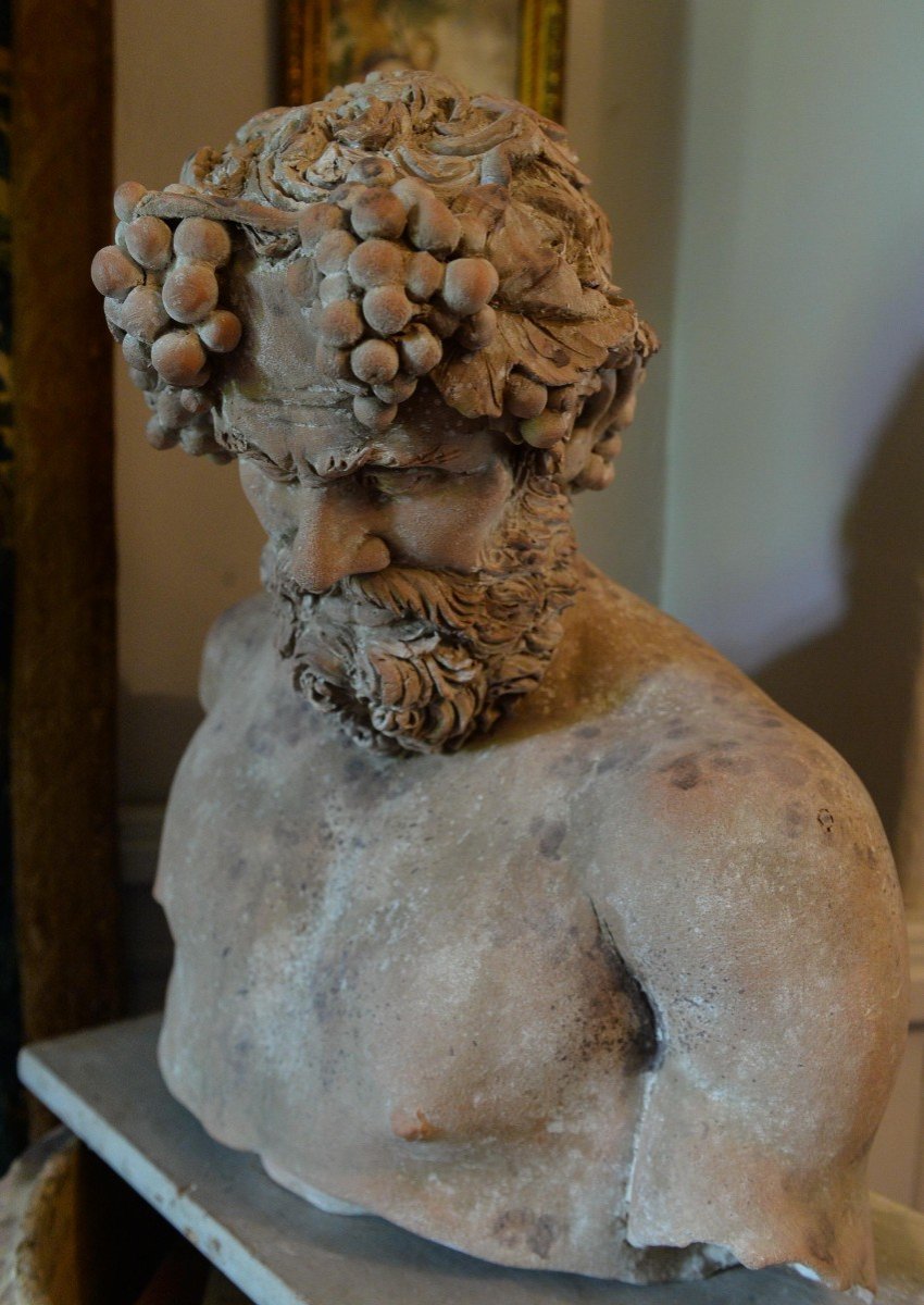 Bacchus , Terre Cuite Du XIXème Siècle-photo-2