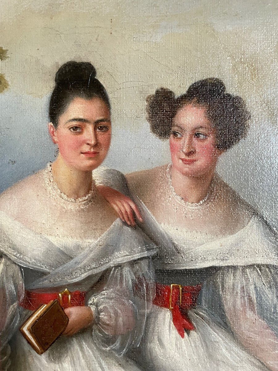 Inès Esménard, Portrait De Deux Femmes D’époque Restauration-photo-2