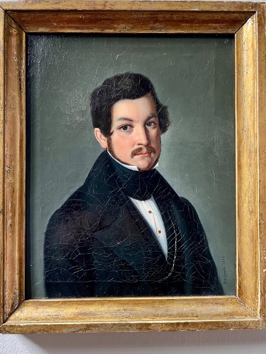 Portrait Of A Man By The Painter Jean-baptiste Bonjour (1801-1882)-photo-2