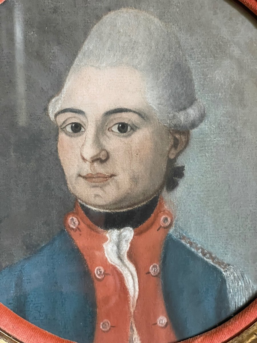 Portrait D’un Officier - Pastel Du XVIIIème-photo-2