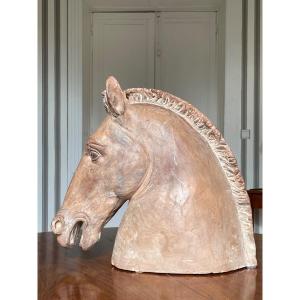 Tête De Cheval En Terre Cuite D’époque Néoclassique 