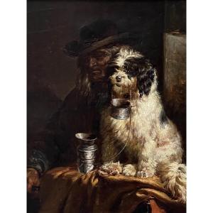 Portrait Of A Dog By Johannes Siegwald Dahl (1827-1902)