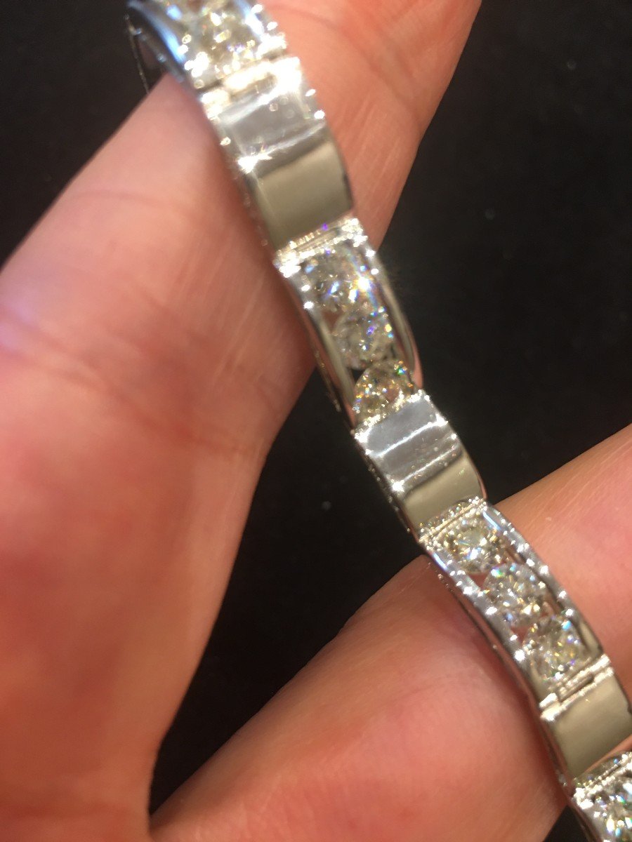 Articulated Line Bracelet In White Gold And 5.50 Ct Diamonds-photo-2