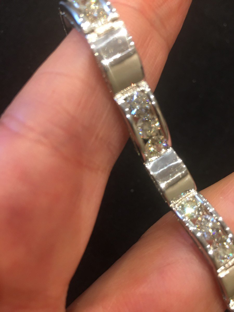 Articulated Line Bracelet In White Gold And 5.50 Ct Diamonds-photo-3