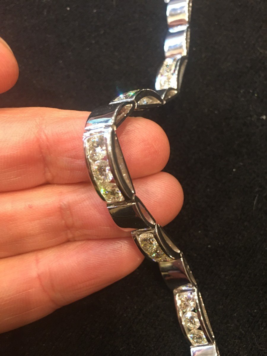 Articulated Line Bracelet In White Gold And 5.50 Ct Diamonds-photo-1