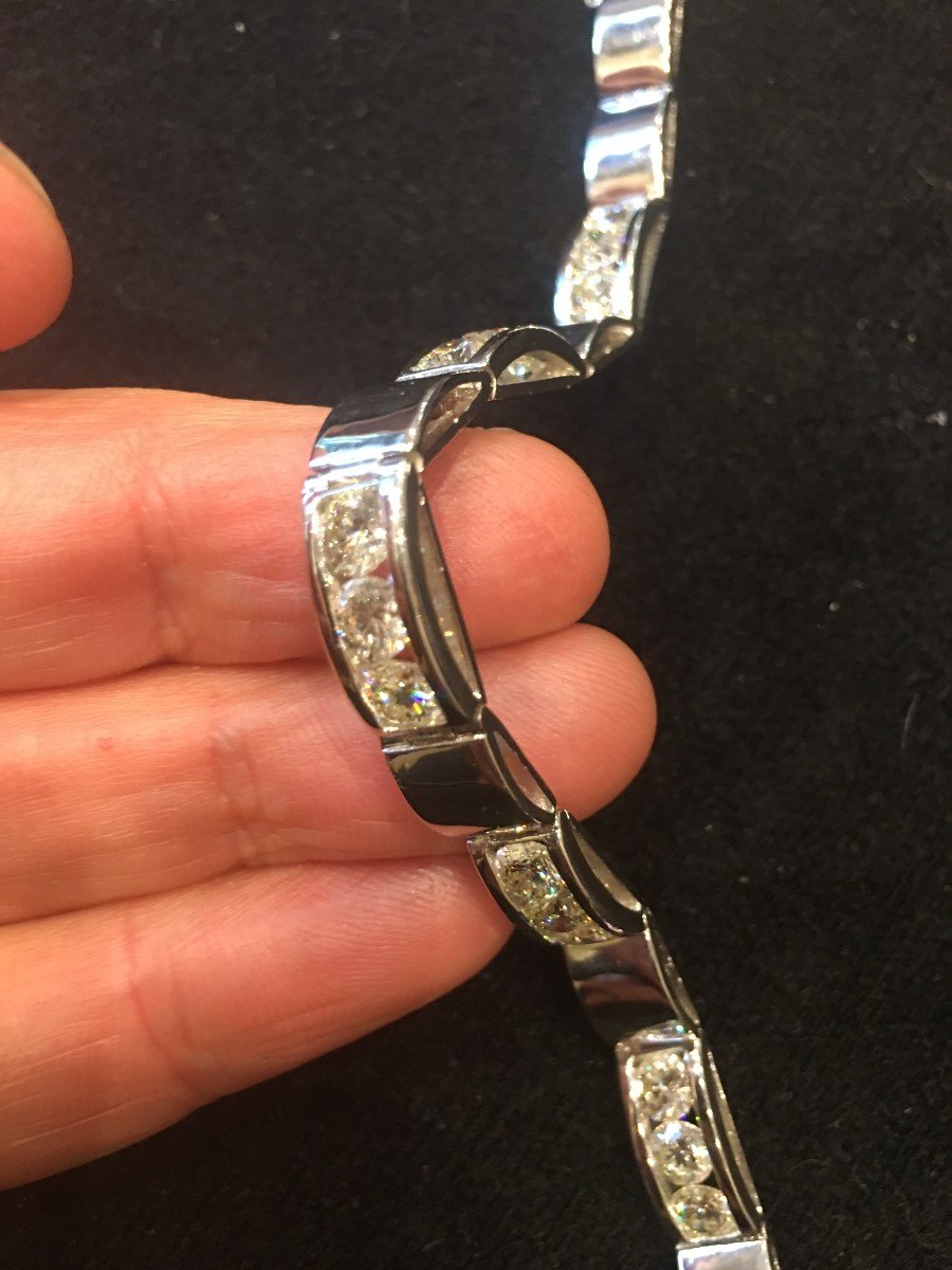 Articulated Line Bracelet In White Gold And 5.50 Ct Diamonds-photo-2