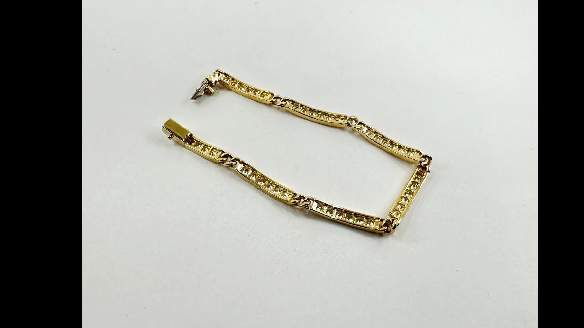 Yellow Gold And Diamond Line Bracelet-photo-2