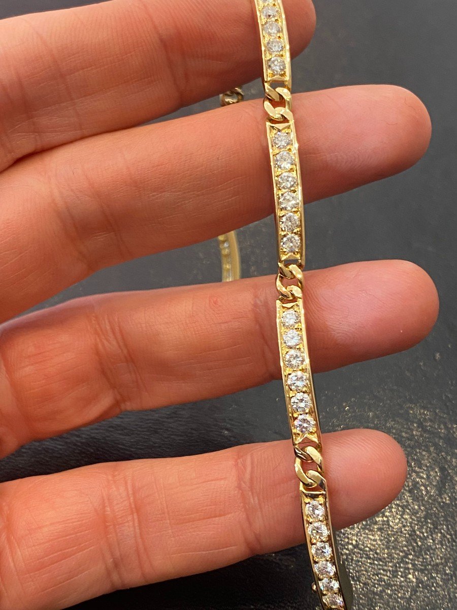 Yellow Gold And Diamond Line Bracelet-photo-3