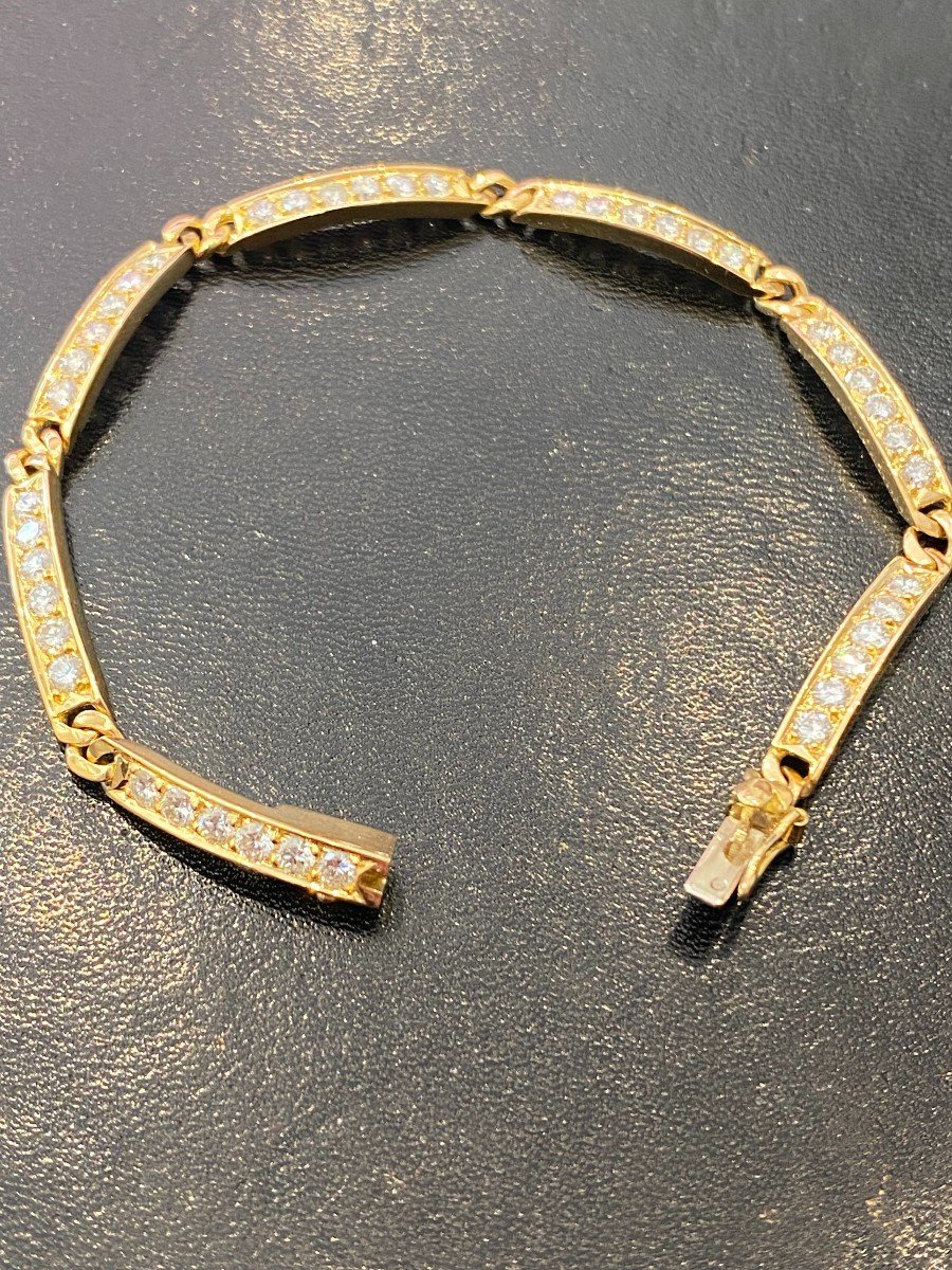 Yellow Gold And Diamond Line Bracelet-photo-4