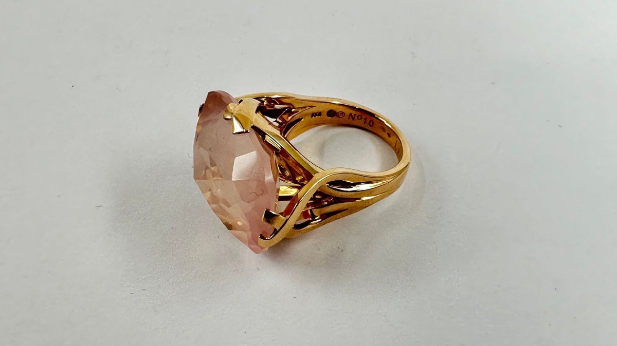 Leon Hatot, Bague Or Quartz Rose