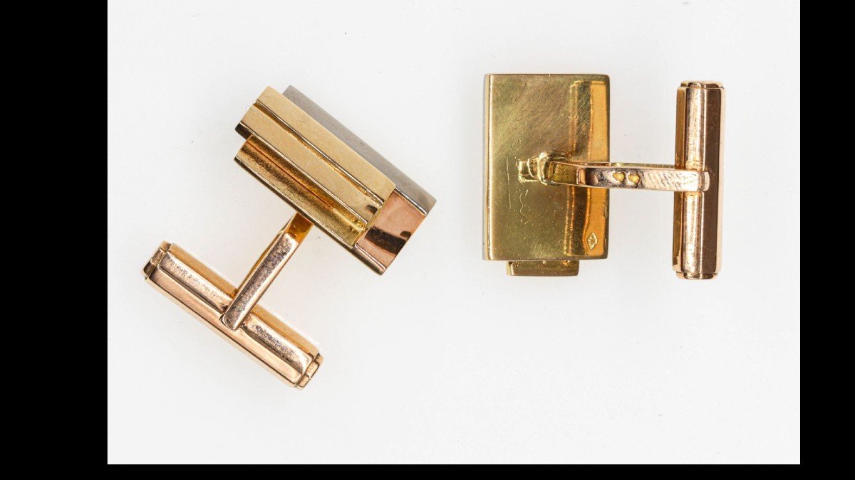 Jean Despres Gold Cufflinks-photo-3