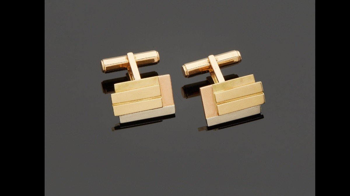 Jean Despres Gold Cufflinks-photo-4